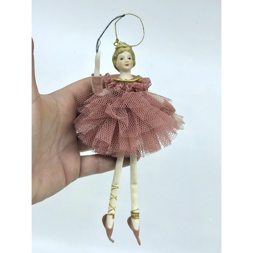 PORCELAIN HEAD Pink BALLERINA Christmas ORNAMENT